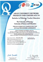 13. Giấy chứng nhận đạt tiêu chuẩn chất lượng AUN-QA cấp chương trình đào tạo ngành Sư phạm Ngữ văn