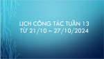 Lịch Công tác tuần 13, năm học 2024 - 2025