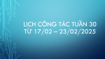 Lịch Công tác tuần 30, năm học 2024 - 2025