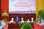 Quang cảnh hội thảo khoa học "Bồi dưỡng thế hệ cách mạng cho đời sau theo Di chúc Chủ tịch Hồ Chí Minh" - Ảnh: NAM TRẦN