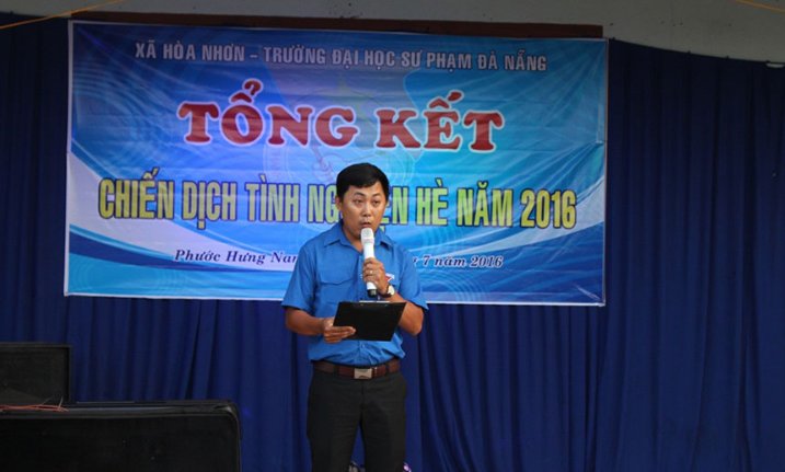 Đồng chí Võ Văn Bông, Bí thư Đoàn Thanh niên xã Hòa Nhơn phát biểu khai mạc.