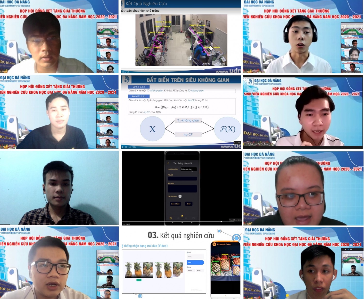 Các tác giả/nhóm tác giả SV tự tin trình bày bảo vệ trực tuyến trước Hội đồng